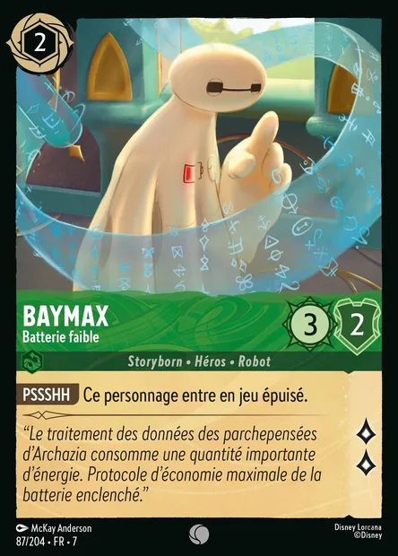 Baymax - Batterie faible, carte Disney Lorcana CH7-087 — extension L'île d'Archazia