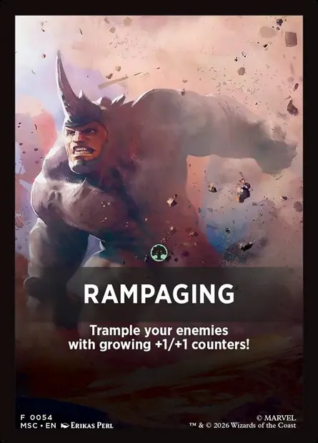 Rampaging, carte Magic FMSC 54 — extension Marvel Super Heroes Jumpstart Front Cards