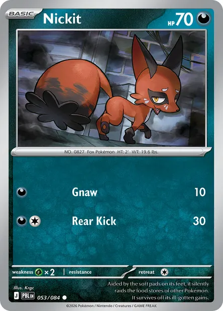 Nickit, Pokémon card PBL 053 — Pitch Black set