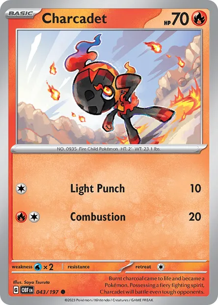 Charcadet, Pokémon card OBF 043 — Obsidian Flames set