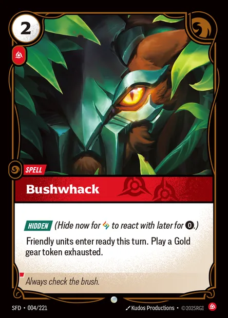 Bushwhack, carte Riftbound SFD 004 — extension Spiritforged