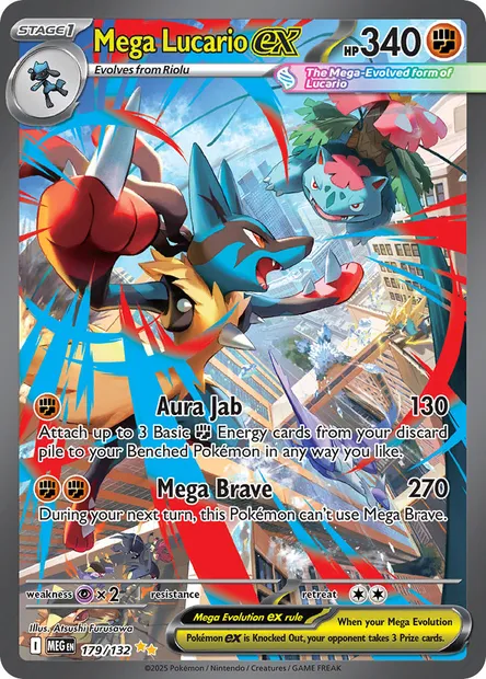 Mega Lucario ex, Pokémon card MEG 179 — Mega Evolution set