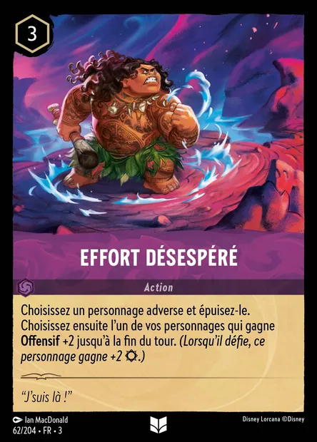 Effort désespéré, carte Disney Lorcana CH3-062 — extension Les Terres d'Encres
