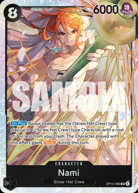 Nami, One Piece card OP15-086 — ADVENTURE ON KAMI’S ISLAND set