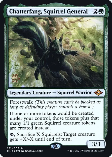 Chatterfang, Squirrel General, Magic card PMH2 151s — Modern Horizons 2 Promos set