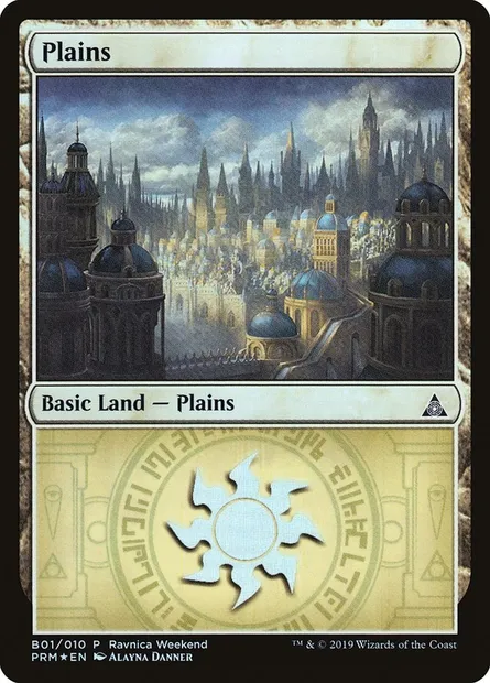 Plains, Magic card PRW2 B01 — RNA Ravnica Weekend set