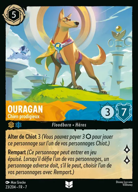 Ouragan - Chien prodigieux, carte Disney Lorcana CH7-023 — extension L'île d'Archazia