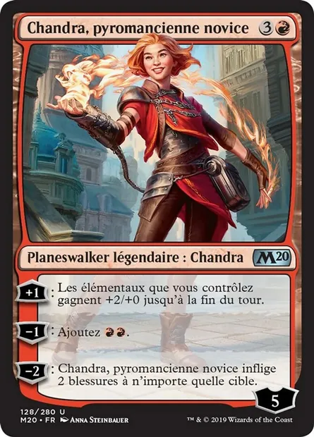 Chandra, pyromancienne novice, carte Magic M20 128 — extension Core Set 2020
