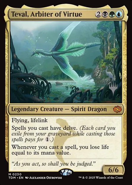 Teval, Arbiter of Virtue, Magic card PTDM 230p — Tarkir: Dragonstorm Promos set
