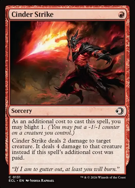 Cinder Strike, Magic card ECL 131 — Lorwyn Eclipsed set