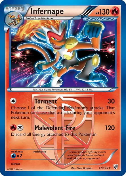Infernape, Pokémon card PLS 17 — Plasma Storm set