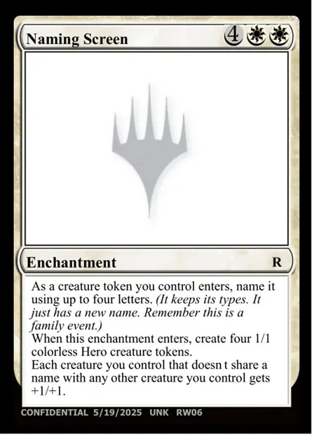 Naming Screen, carte Magic UNK RW06a — extension Unknown Event
