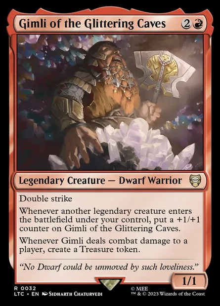 Gimli of the Glittering Caves, Magic card LTC 32 — Tales of Middle-earth Commander set