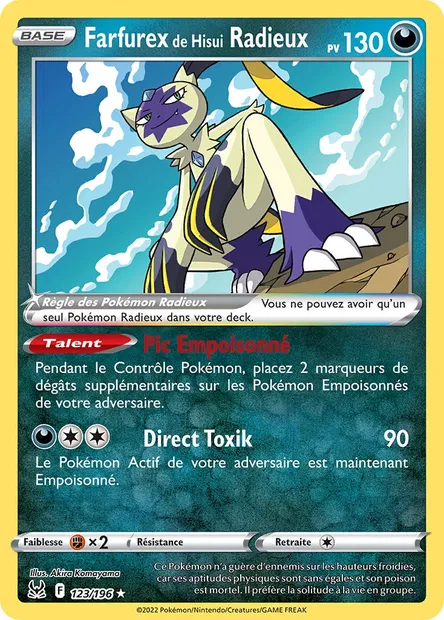 Farfurex de Hisui Radieux, carte Pokémon LOR 123 — extension Origine Perdue