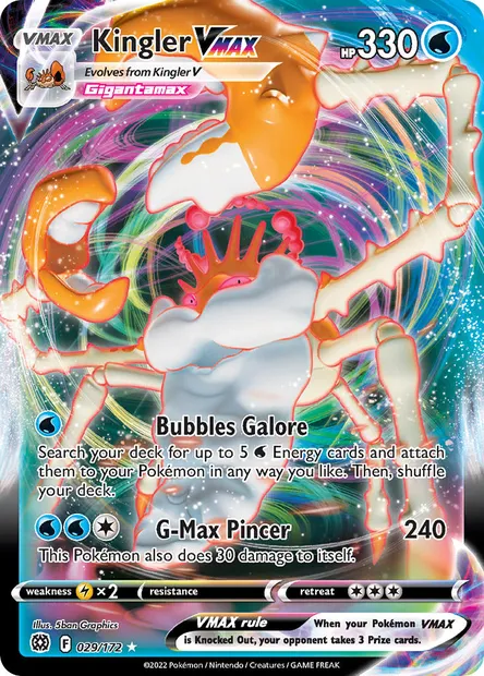 Kingler VMAX, Pokémon card BRS 029 — Brilliant Stars set