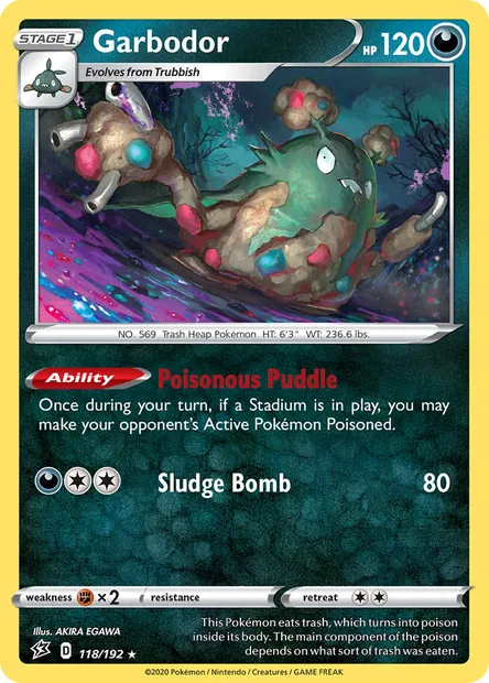 Garbodor, Pokémon card RCL 118 — Rebel Clash set