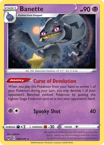 Banette, Pokémon card VIV 68 — Vivid Voltage set