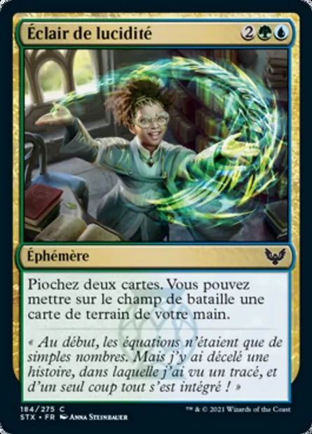 Éclair de lucidité, carte Magic STX 184 — extension Strixhaven: l'Académie des Mages