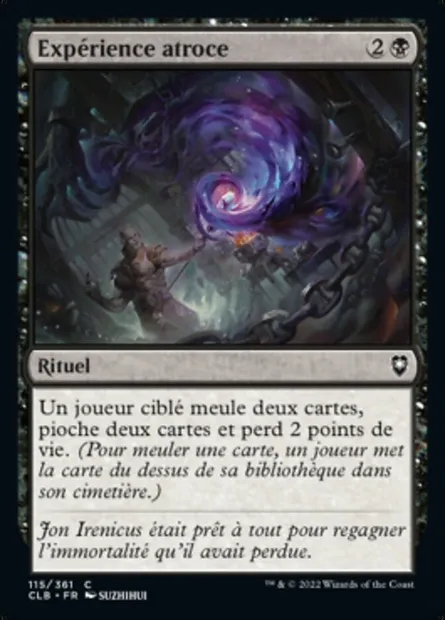Expérience atroce, carte Magic CLB 115 — extension Commander Légendes : la bataille de la Porte de Baldur