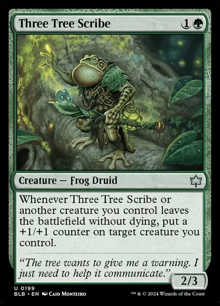 Three Tree Scribe, Magic card BLB 199 — Bloomburrow set