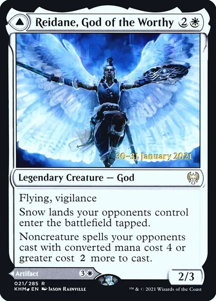 Reidane, God of the Worthy // Valkmira, Protector's Shield, Magic card PKHM 21s — Kaldheim Promos set