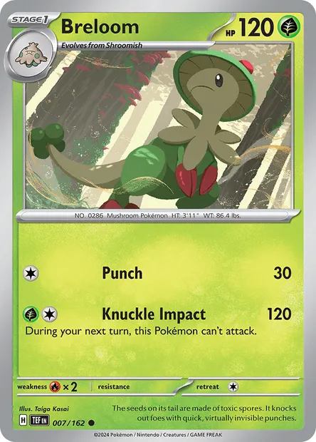 Breloom, Pokémon card TEF 007 — Temporal Forces set