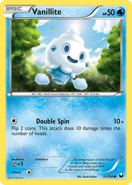Vanillite, Pokémon card DEX 33 — Dark Explorers set