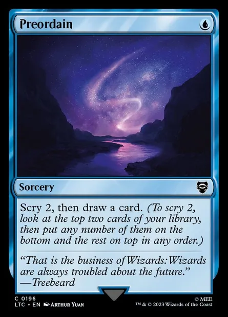 Preordain, Magic card LTC 196 — Tales of Middle-earth Commander set