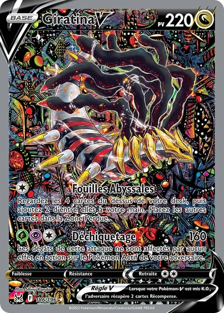 Giratina V, carte Pokémon LOR 186 — extension Origine Perdue