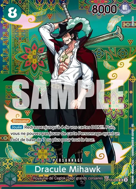 Dracule Mihawk, carte One Piece OP12-030 — extension L'HÉRITAGE DU MAÎTRE