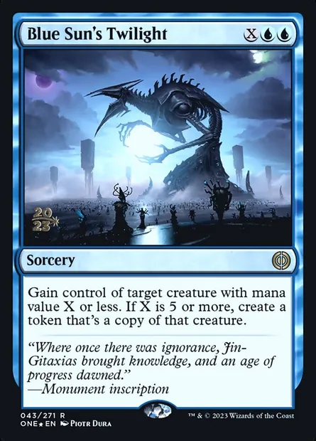 Crépuscule de Bleusoleil, carte Magic PONE 43s — extension Phyrexia: All Will Be One Promos