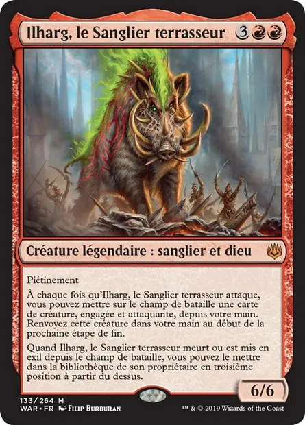 Ilharg, le Sanglier terrasseur, carte Magic WAR 133 — extension La guerre des Planeswalkers