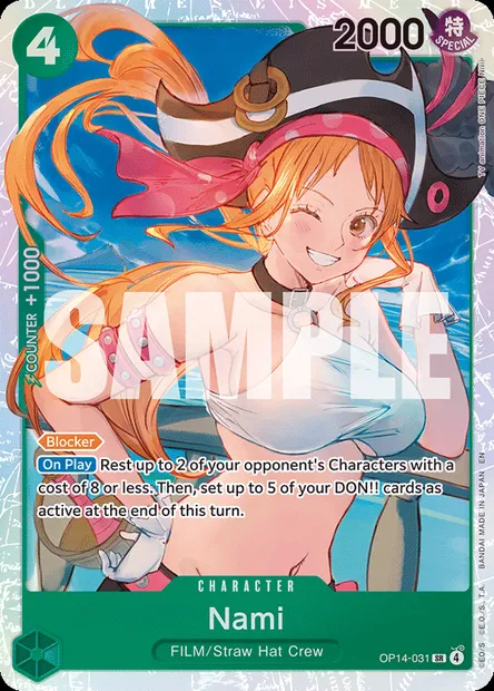 Nami, One Piece card OP14-031 — THE AZURE SEA’S SEVEN set