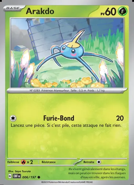 Arakdo, carte Pokémon OBF 006 — extension Flammes Obsidiennes