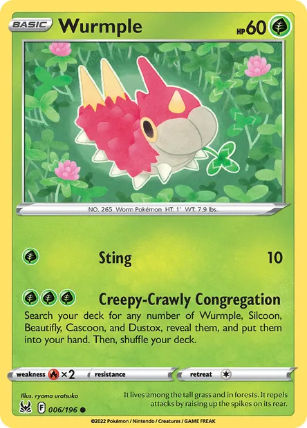 Wurmple, Pokémon card LOR 006 — Lost Origin set
