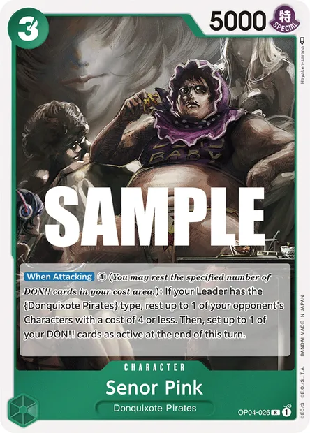 Senor Pink, One Piece card OP04-026 — KINGDOMS OF INTRIGUE set