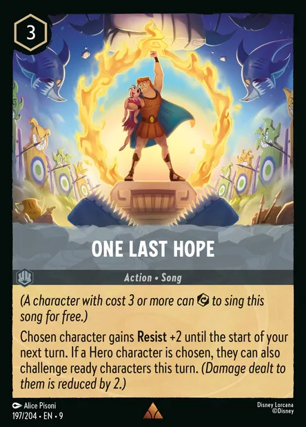 One Last Hope, Disney Lorcana card CH9-197 — Fabled set