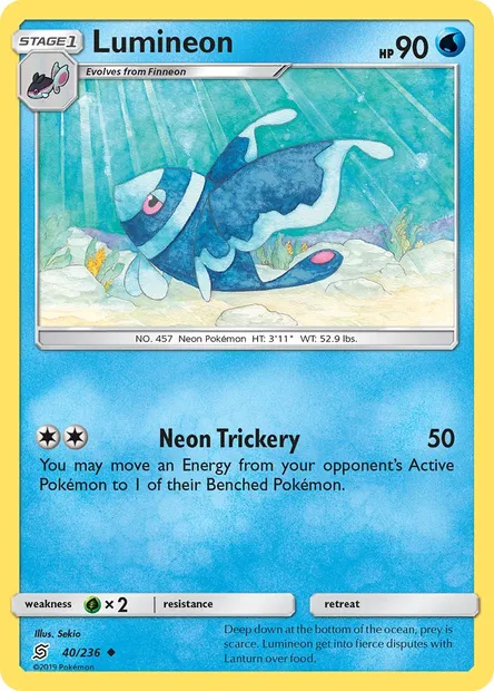 Lumineon, Pokémon card UNM 40 — Unified Minds set