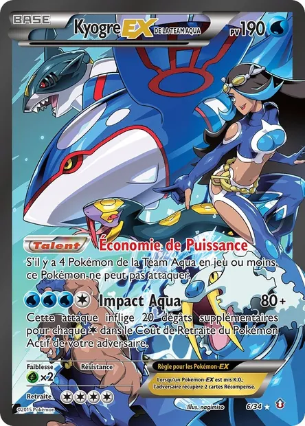 Kyogre-EX de la Team Aqua, carte Pokémon DCR 6 — extension Double Danger