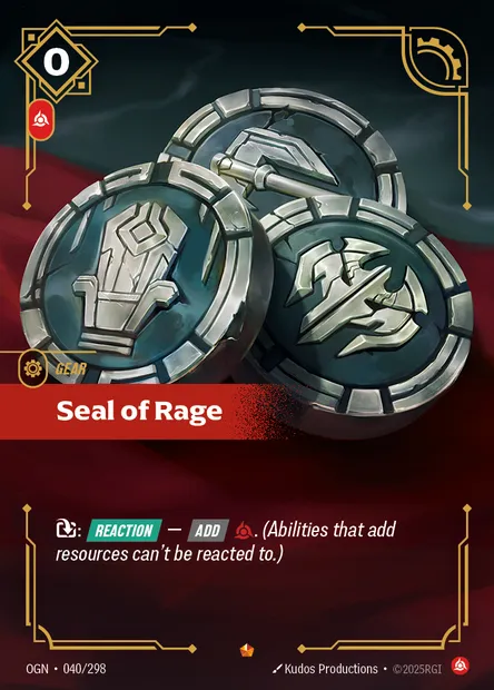 Seal of Rage, Riftbound card OGN 040 — Origins set