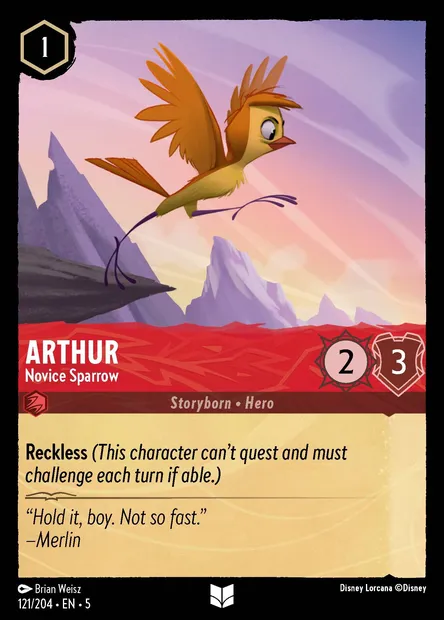 Arthur - Novice Sparrow, Disney Lorcana card CH5-121 — Shimmering Skies set