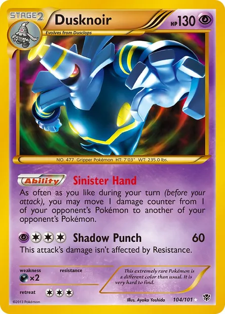 Dusknoir, Pokémon card PLB 104 — Plasma Blast set