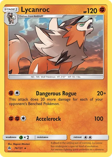 Lycanroc, Pokémon card FLI 76 — Forbidden Light set