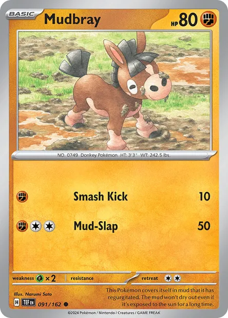 Mudbray, Pokémon card TEF 091 — Temporal Forces set