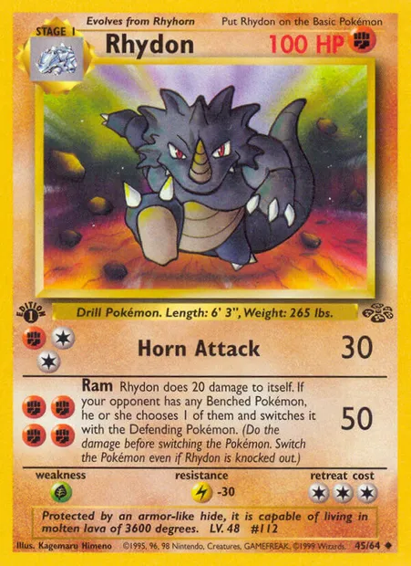 Rhydon, Pokémon card JU 45 — Jungle set