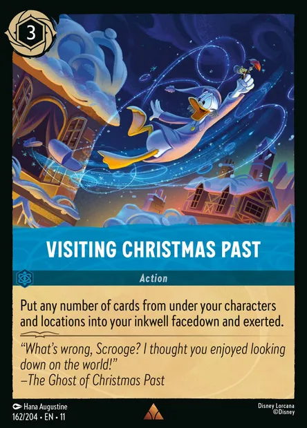 Visiting Christmas Past, Disney Lorcana card CH11-162 — Winterspell set