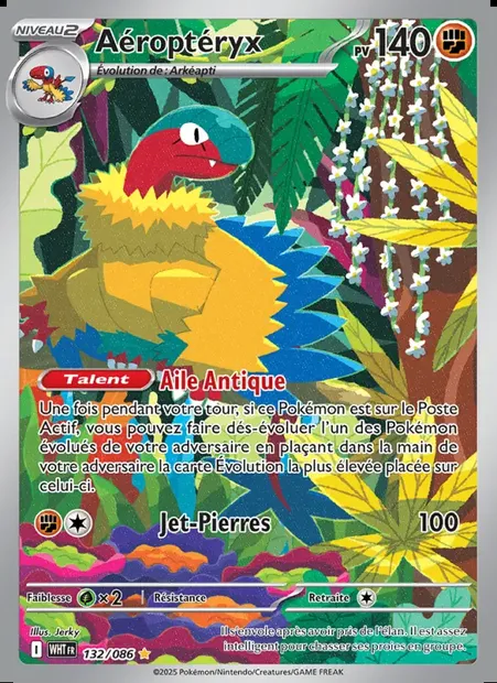 Aéroptéryx, carte Pokémon WHT 132 — extension Flamme Blanche