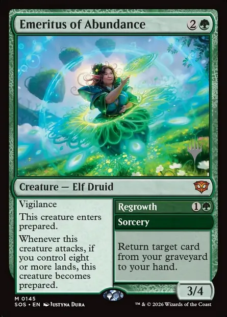 Émérite de l'abondance // Regrowth, carte Magic PSOS 145p — extension Secrets of Strixhaven Promos