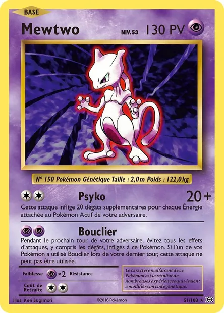 Mewtwo, carte Pokémon EVO 51 — extension Évolutions