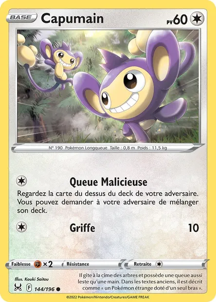 Capumain, carte Pokémon LOR 144 — extension Origine Perdue